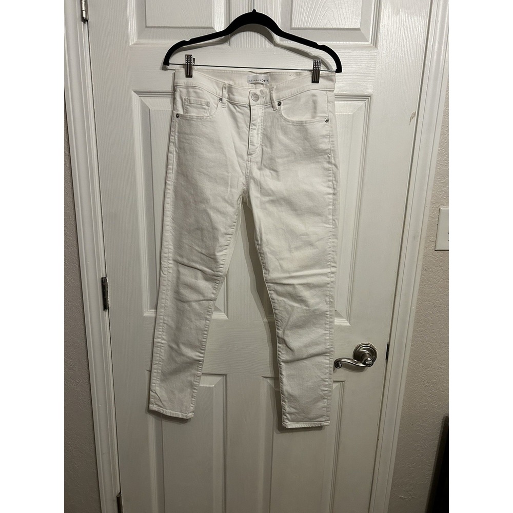 LOFT Made and Loved Modern Skinny Jeans Women's 28/6 White Slim Pockets Zip‎ Up
